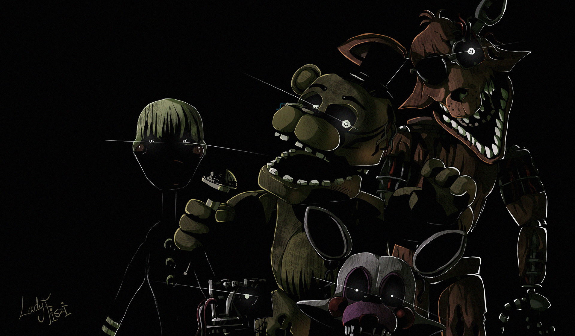 Free download FNAF Springtrap and Plushtrap by LadyFiszi on 1024x686 for  your Desktop Mobile  Tablet  Explore 50 FNAF Fan Art Wallpaper  Percy  Jackson Wallpaper Fan Art Fan Art Wallpapers