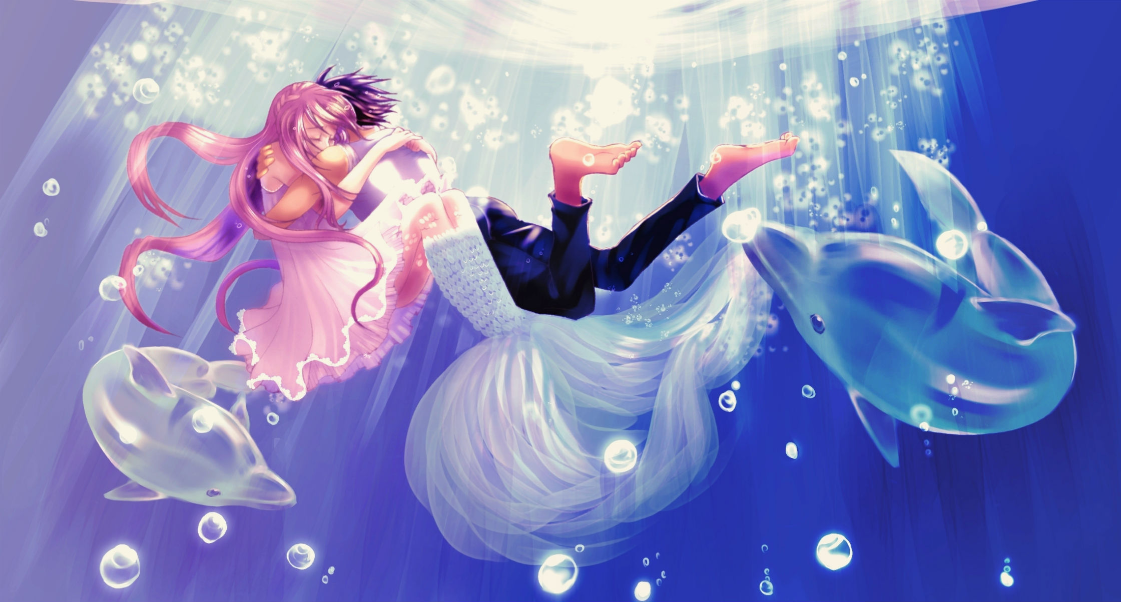 541022 скачать обои аниме, под водой, любовь, романтический - заставки и картинки бесплатно