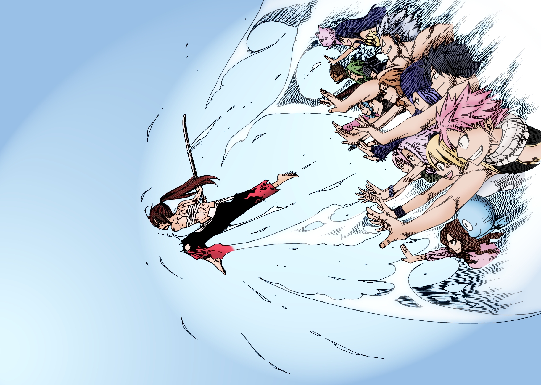 happy (fairy tail), anime, fairy tail, bickslow (fairy tail), cana alberona, charles (fairy tail), elfman strauss, erza scarlet, evergreen (fairy tail), freed justine, gray fullbuster, juvia lockser, levy mcgarden, lisanna strauss, lucy heartfilia, mirajane strauss, natsu dragneel, panther lily (fairy tail), wendy marvell Aesthetic wallpaper