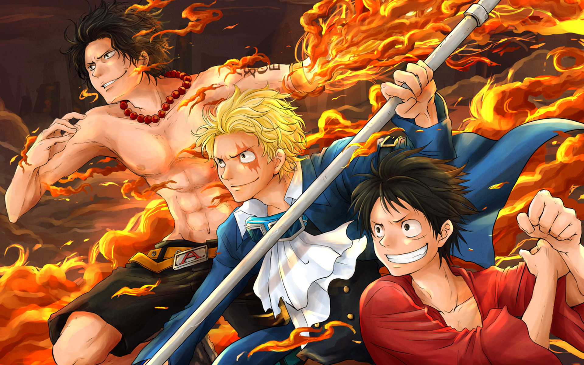 one piece, monkey d luffy, anime, portgas d ace, sabo (one piece) mobile wallpaper