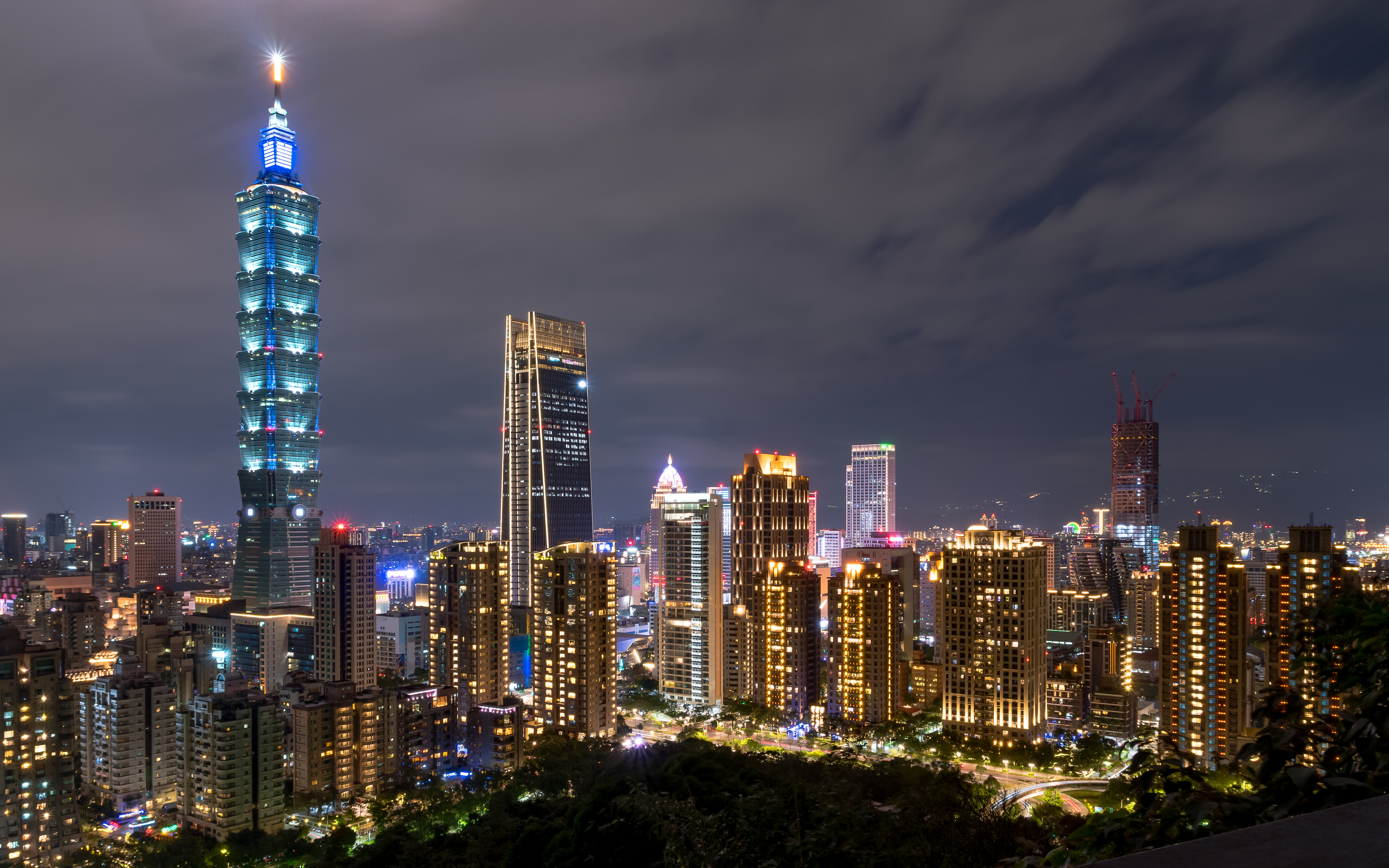 PCデスクトップに建物, ライト, 上から見る, ナイトシティ, 台湾, 台北, 都市, 夜の街, アーキテクチャ画像を無料でダウンロード