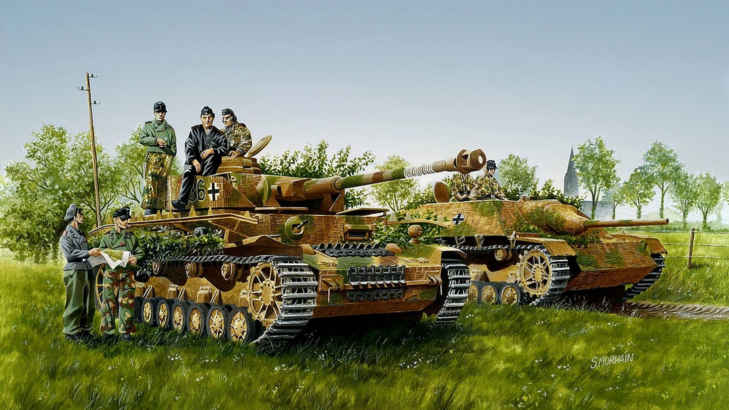 Ss tanks. Танки вермахта тигр. Панзер 2 арт. Panzer 3 ww2. 00401 Trumpeter 1/35 12th Panzer Division (Normandy 1944).