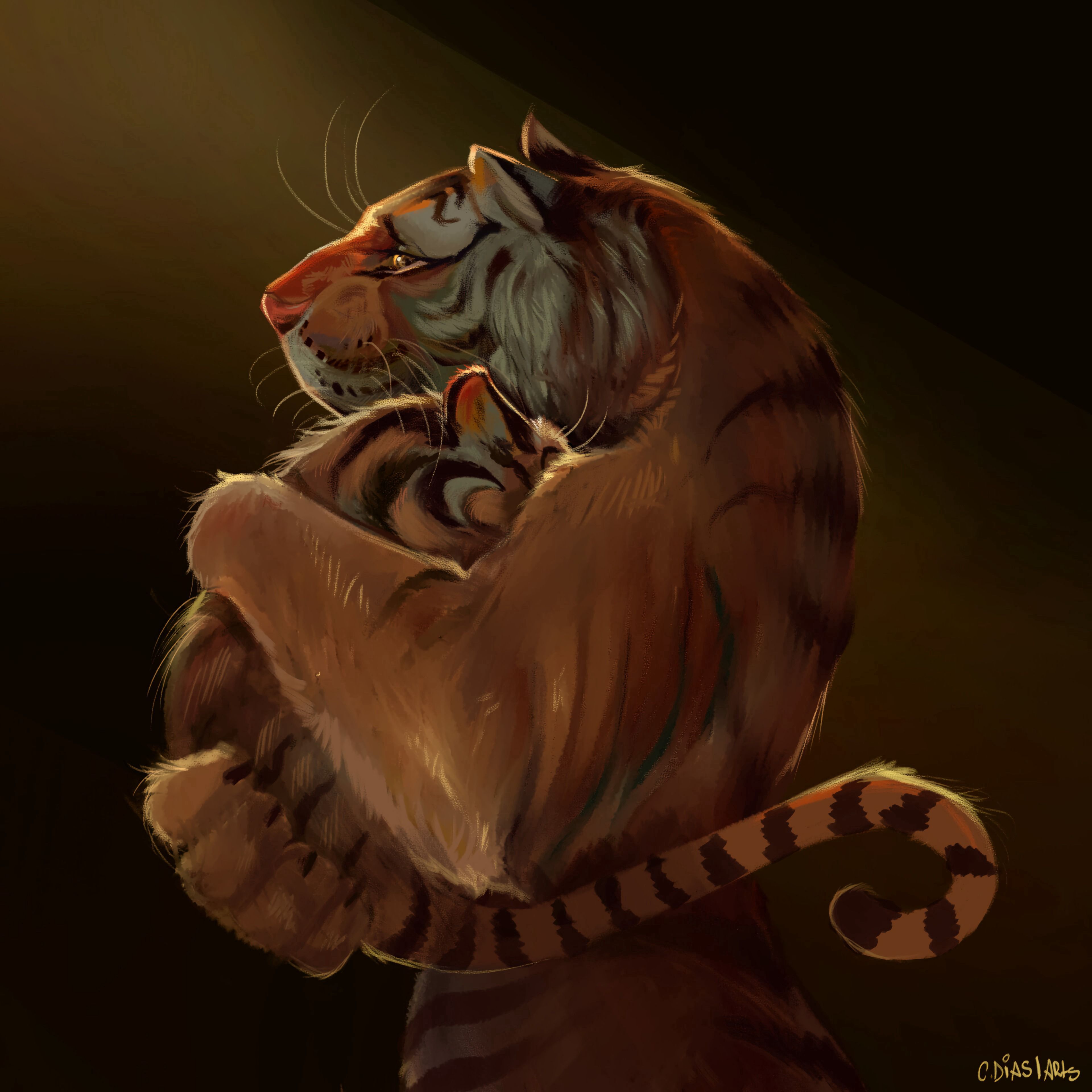 tigers, embrace, art, tiger, tiger cub Full HD