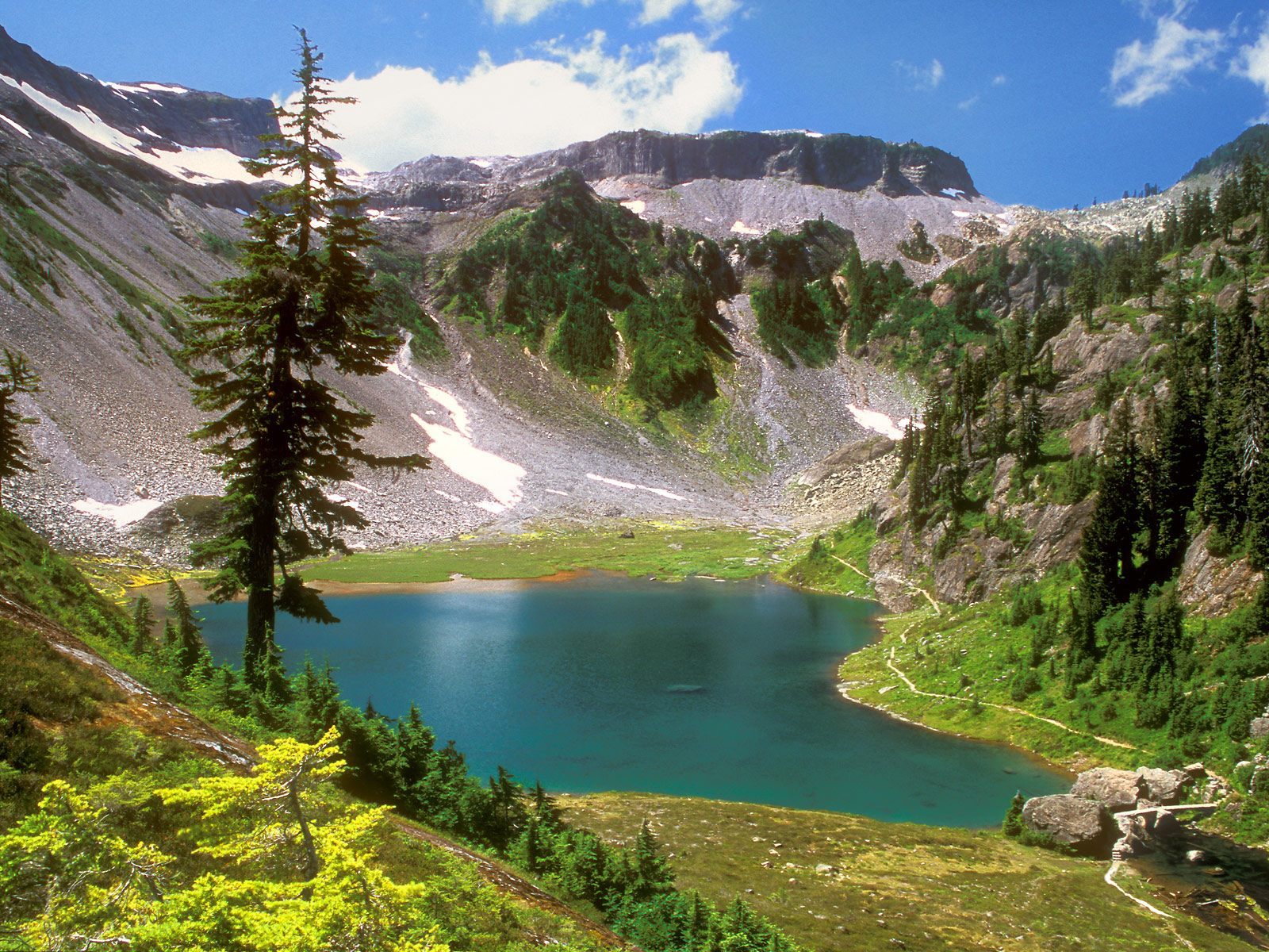 Laden Sie das Landschaft, Mountains, Tannenbaum, Seen-Bild kostenlos auf Ihren PC-Desktop herunter