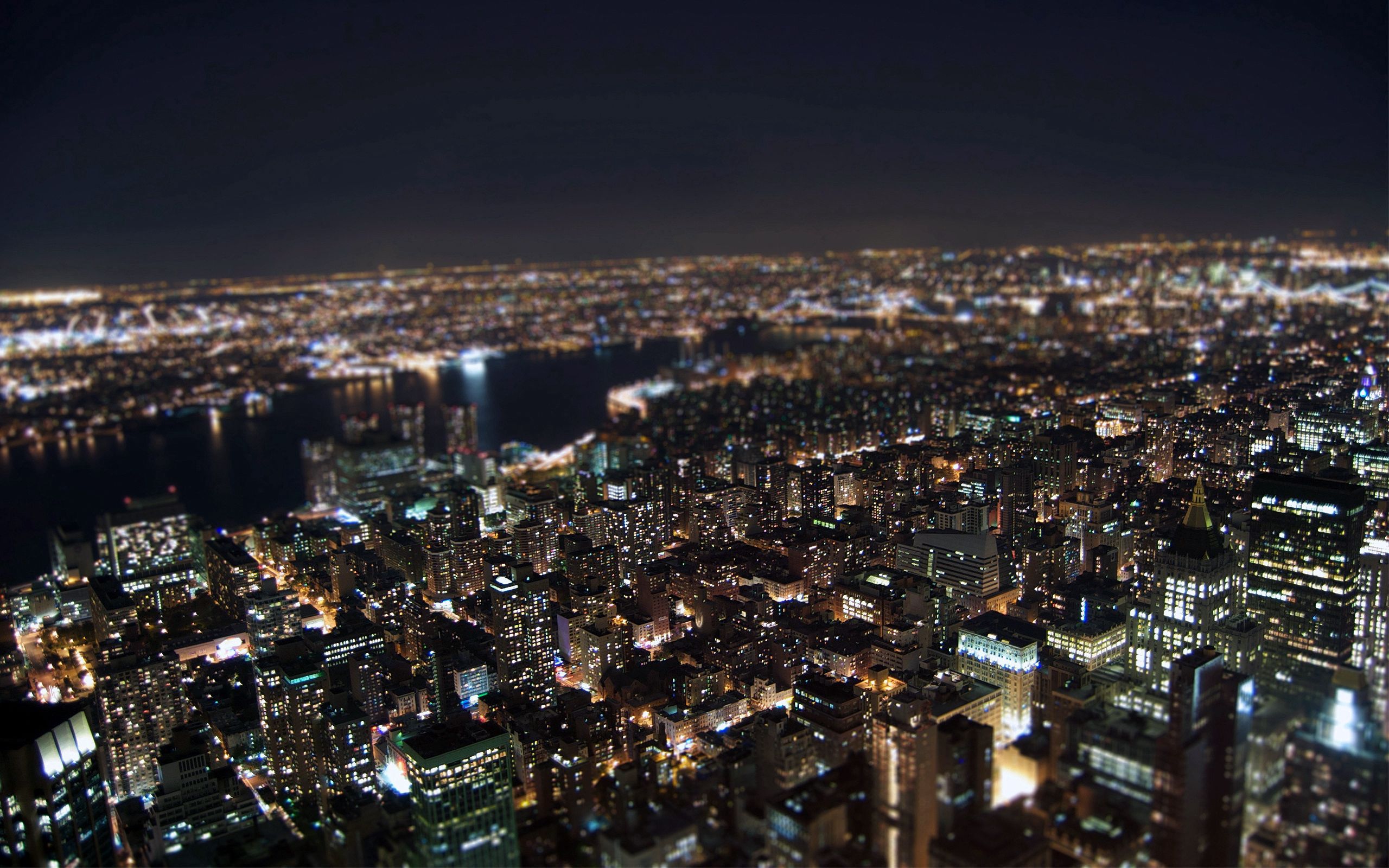 Ночной Нью Йорк вид сверху