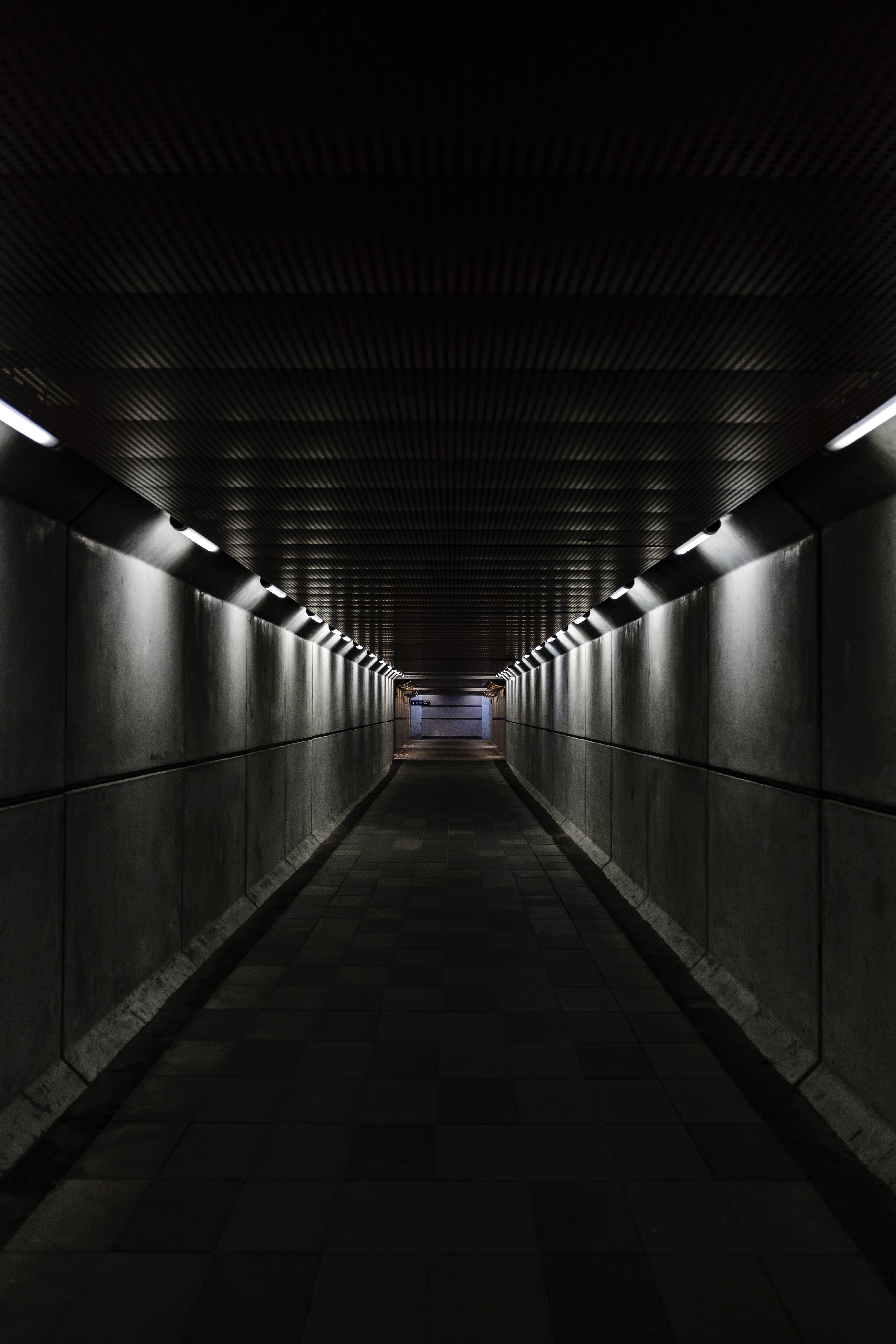 dark, tunnel, miscellanea, miscellaneous, grey, corridor HD wallpaper