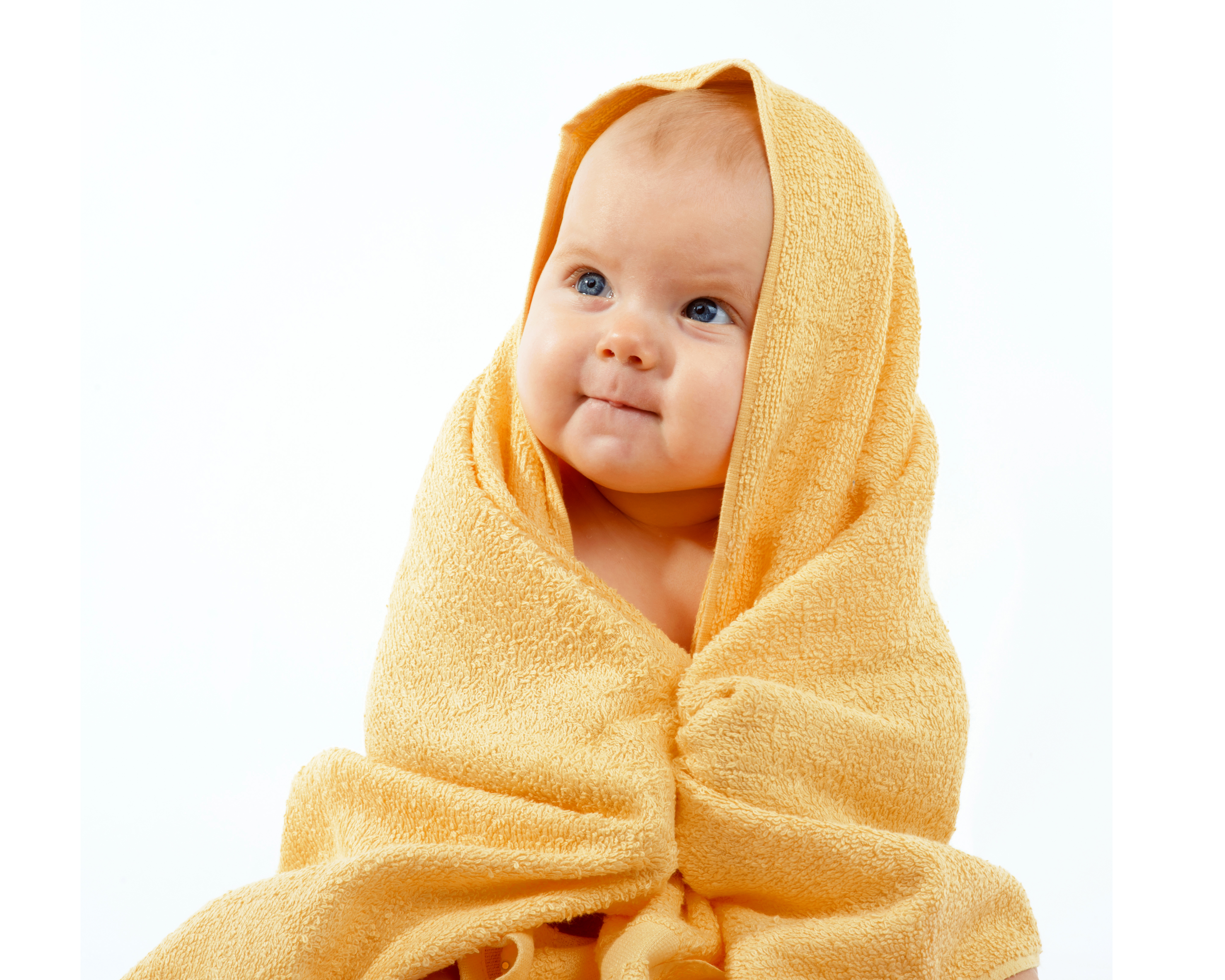 Download mobile wallpaper Smile, Cute, Photography, Towel, Blue Eyes, Baby for free.