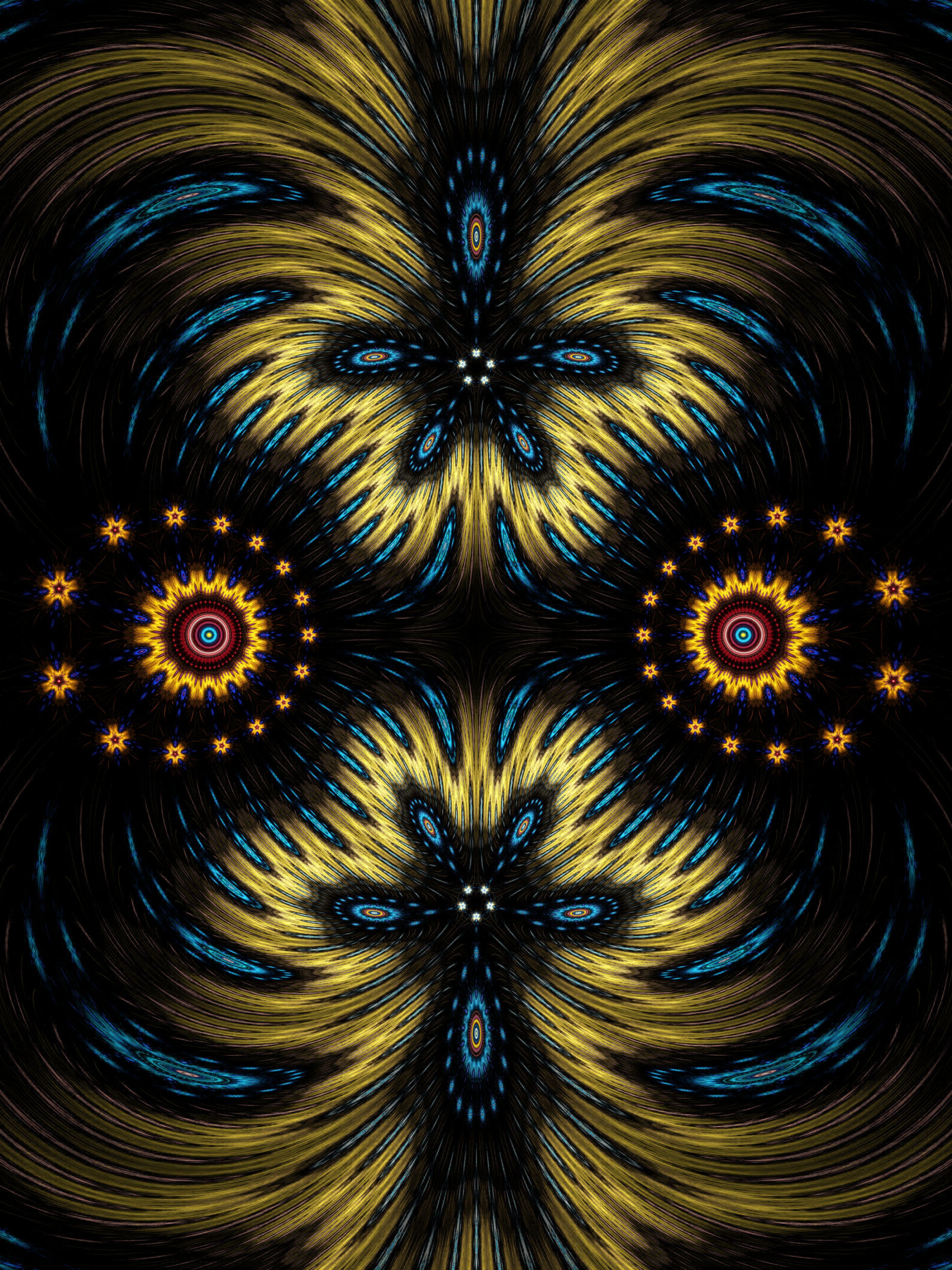 Desktop FHD fractal, symmetry, abstract, multicolored, motley, psychedelic, tribal