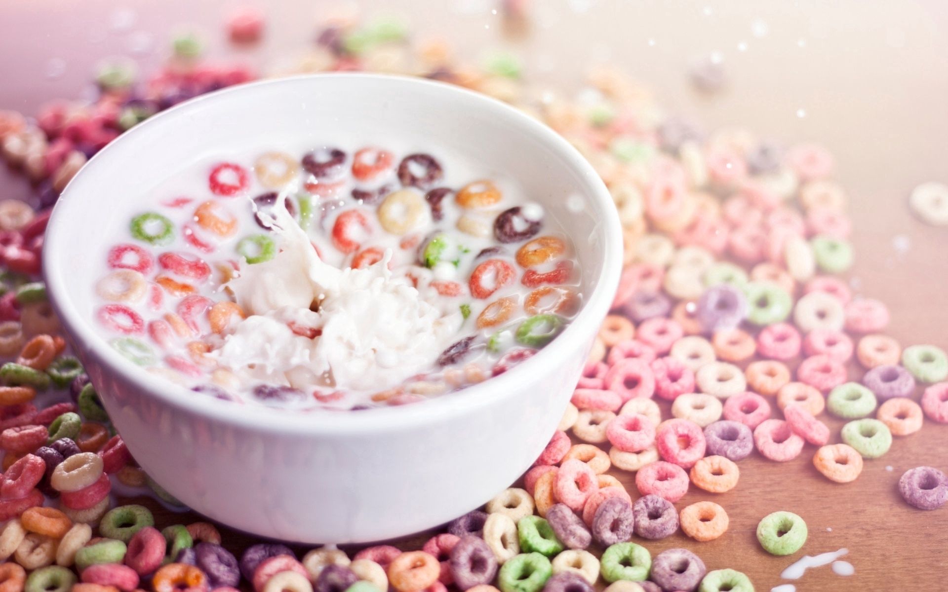 multicolored, food, rings, breakfast, milk, flakes Phone Background