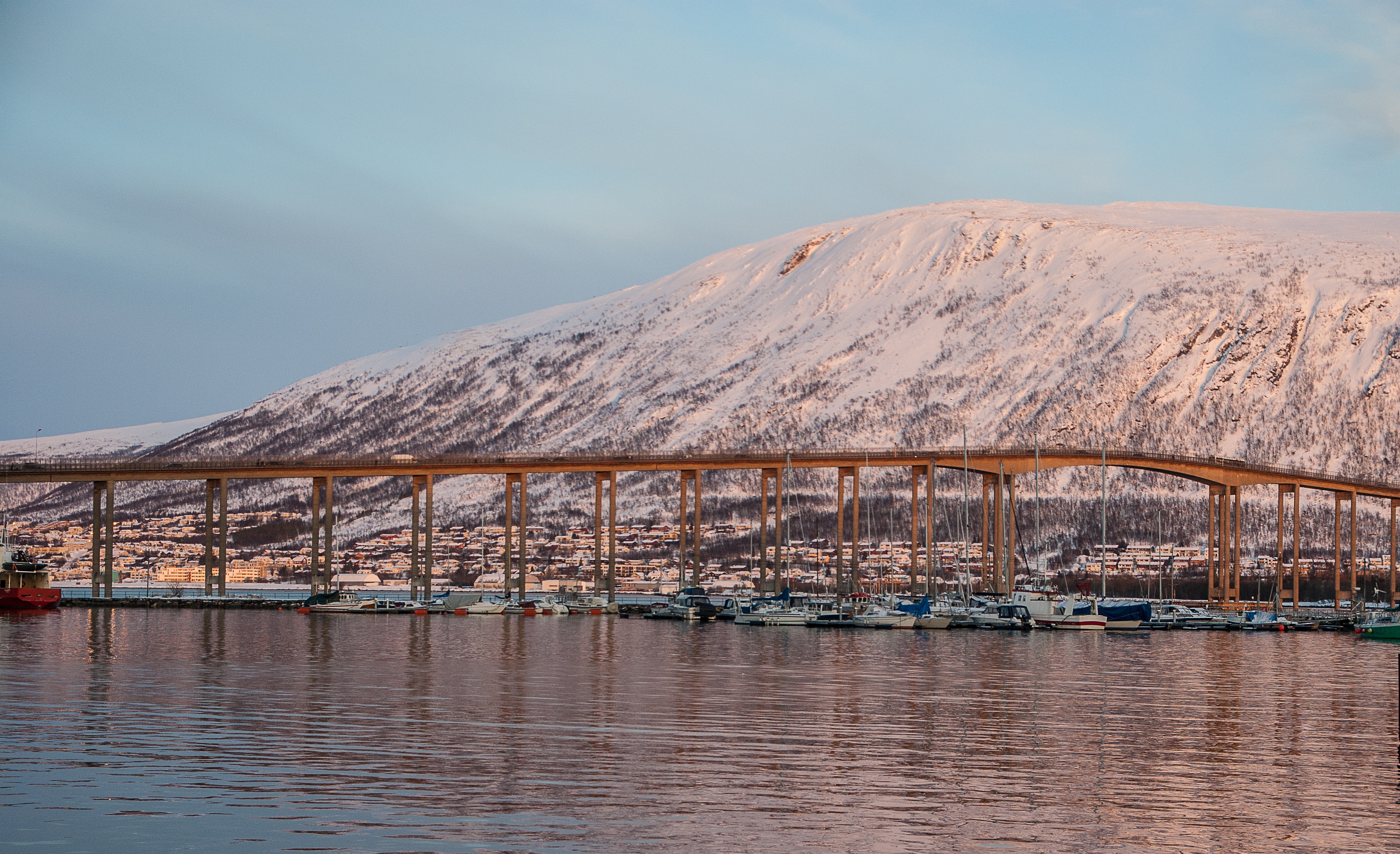 Handy-Wallpaper Tromsø, Tromse, Natur, Brücke, Norwegen, Ford kostenlos herunterladen.