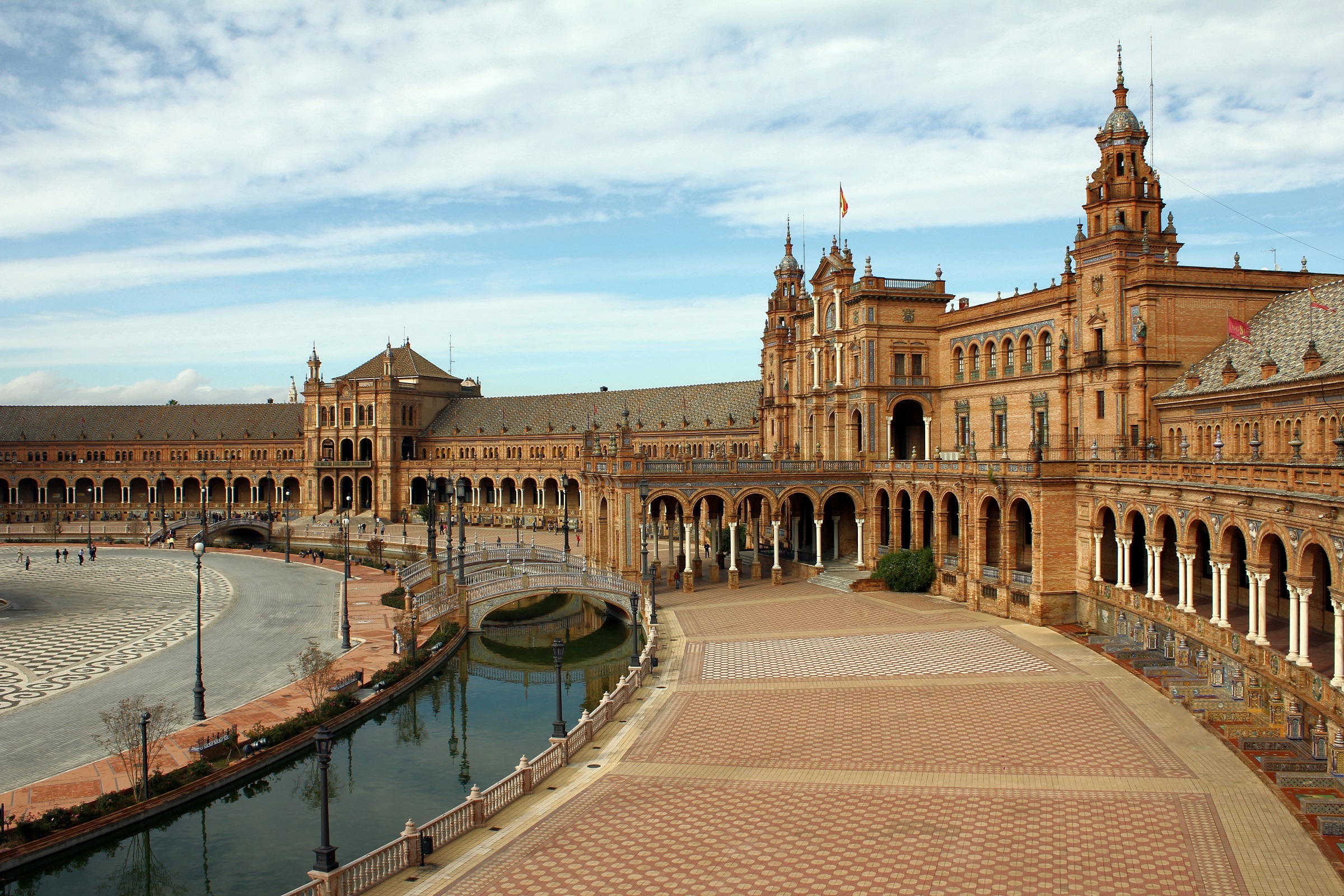 Download mobile wallpaper Architecture, Monuments, Building, Spain, Seville, Man Made, Plaza De España for free.