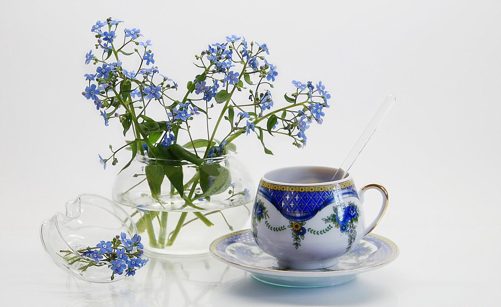flowers, jug, small, forget me nots, tea pair