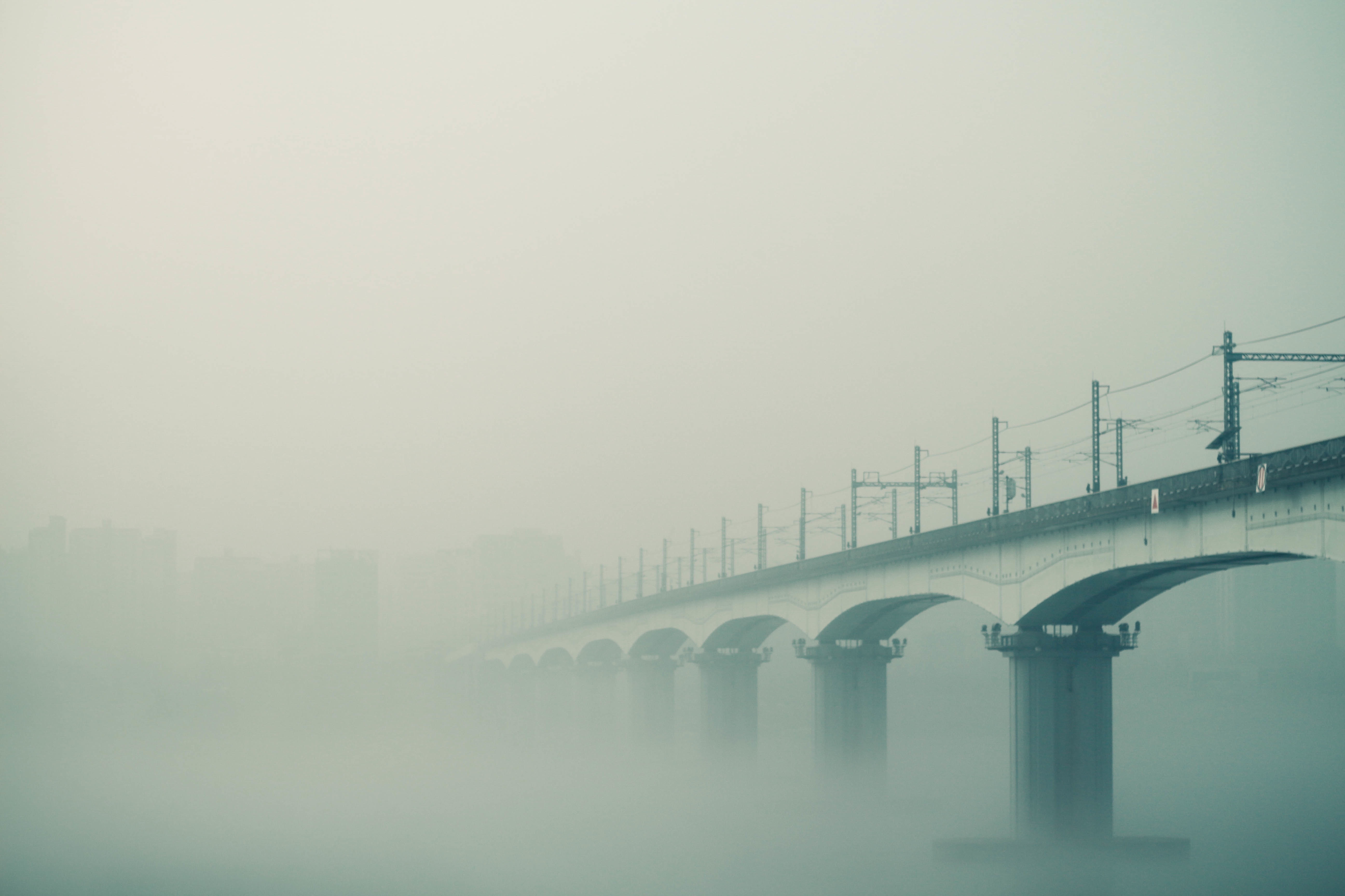 fog, nature, sky, bridge