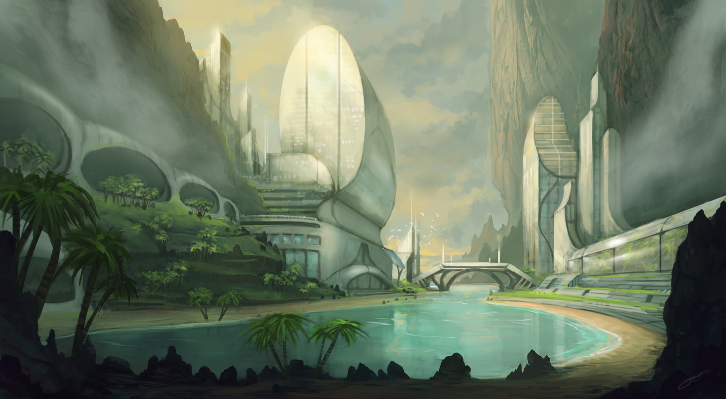 Пейзаж города инопланетного