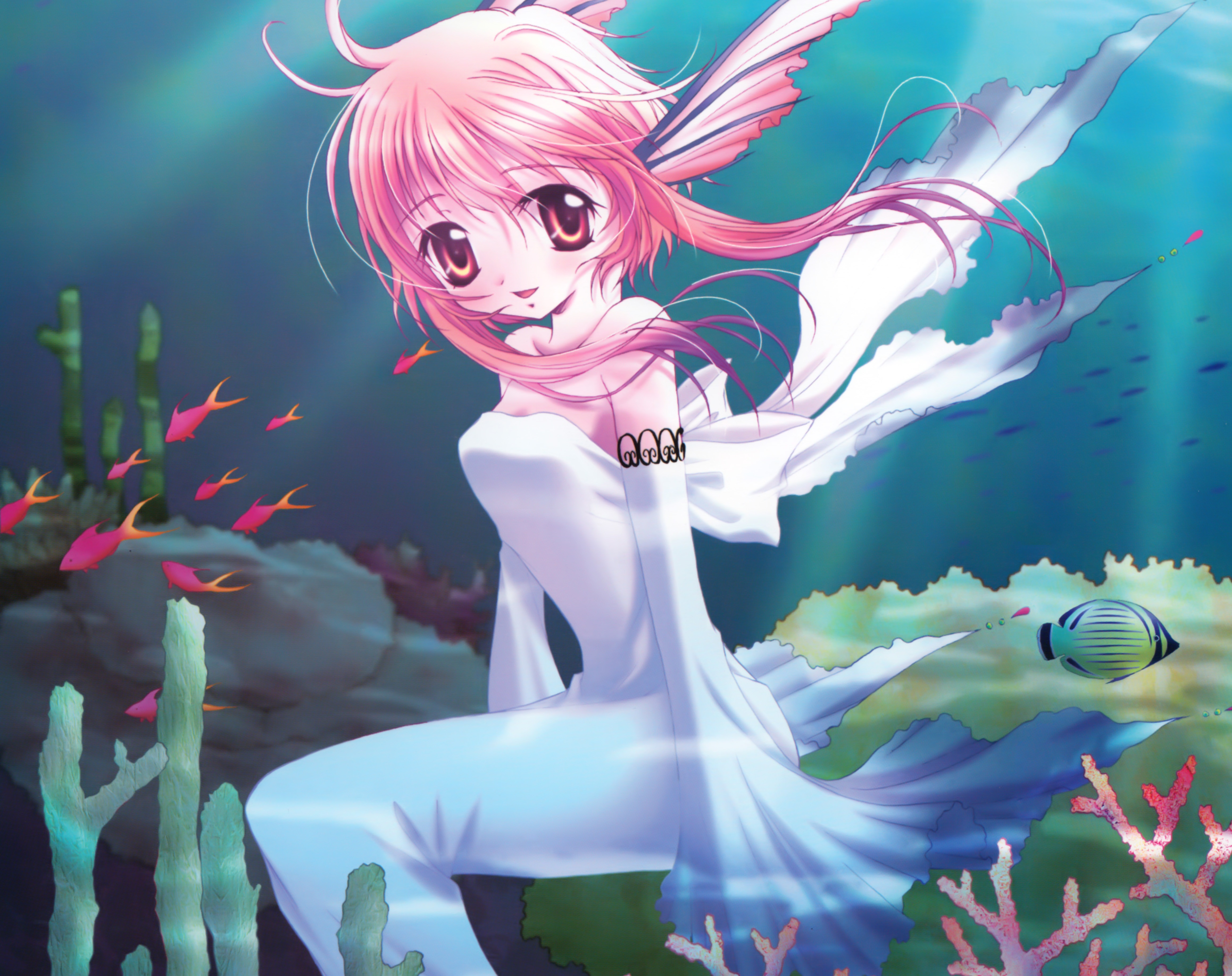 Pretty Ocean Coral Reef Anime Girl