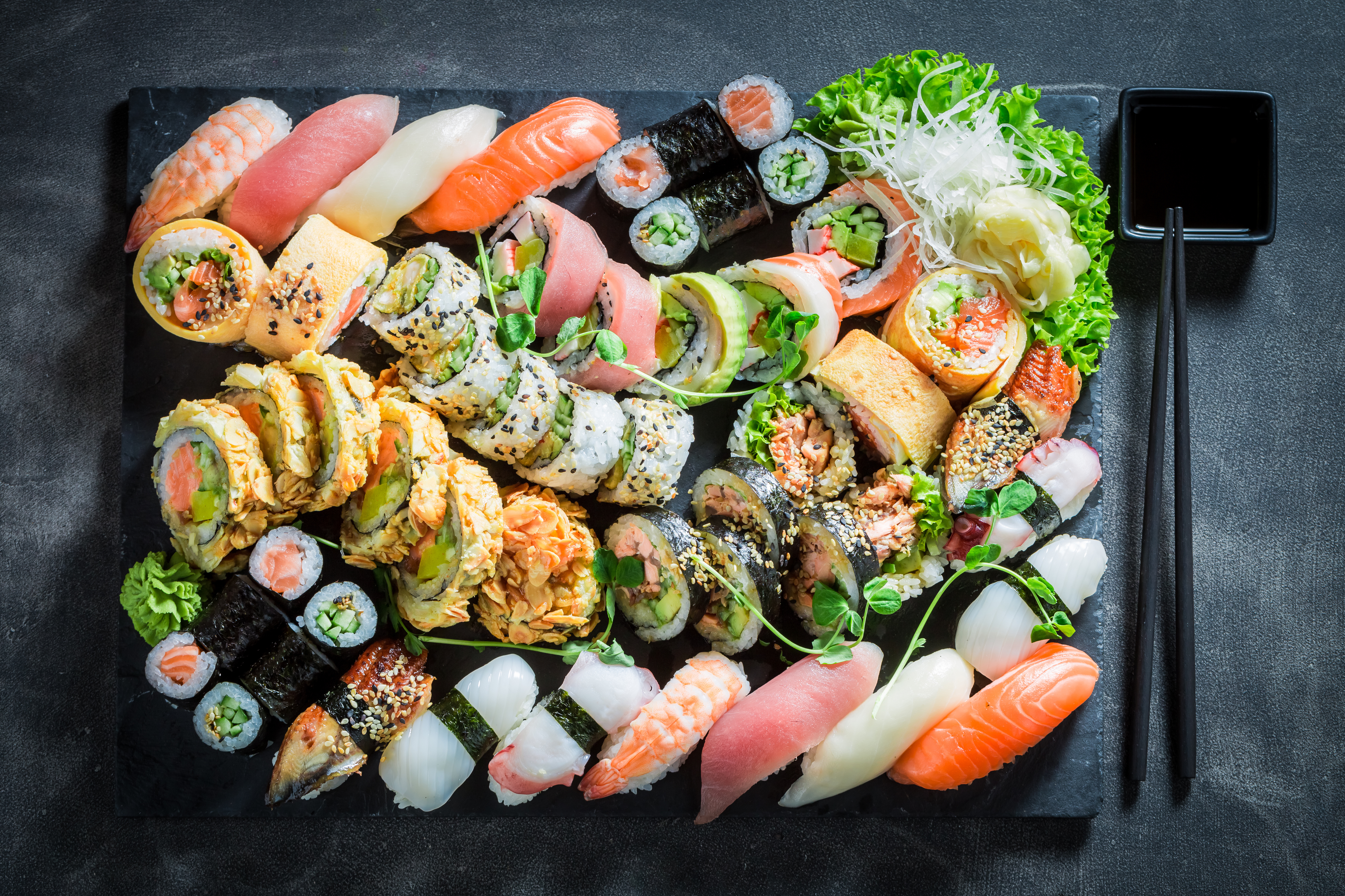 sushi, rice, food, fish, seafood, still life
