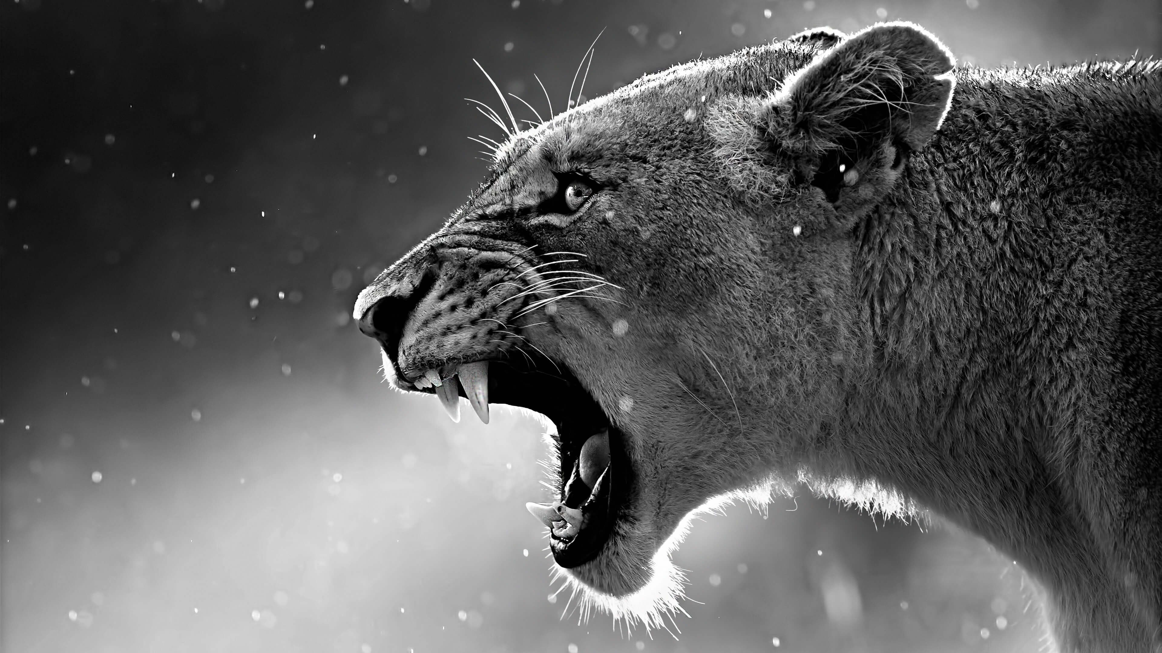 385200 descargar fondo de pantalla blanco y negro, animales, león, gatos: protectores de pantalla e imágenes gratis