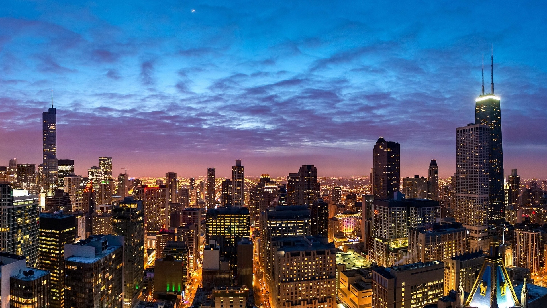 Ночной Чикаго панорама