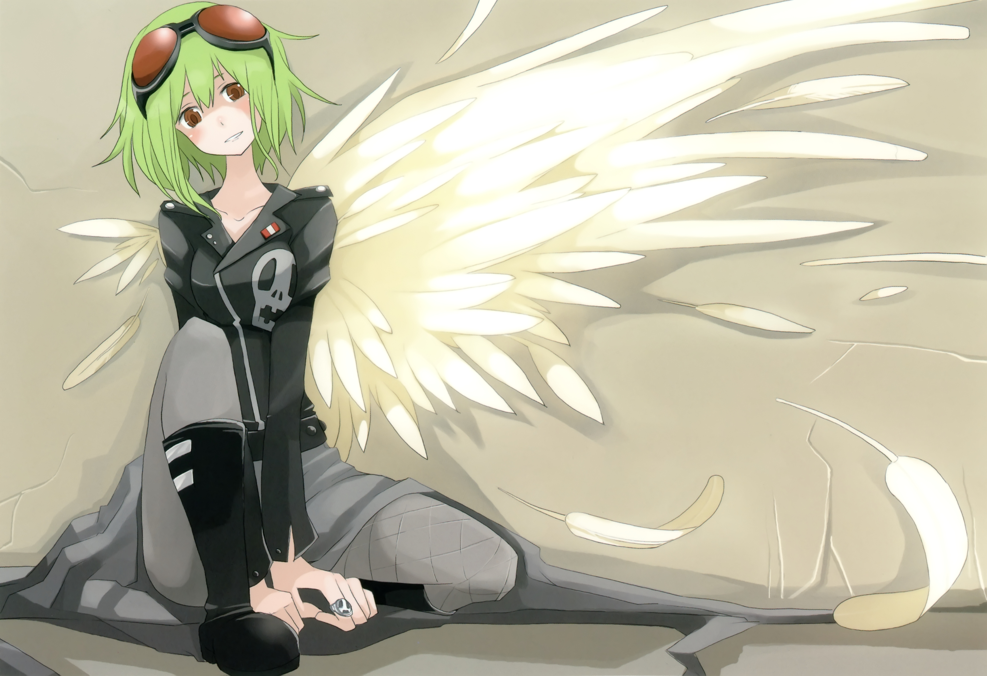Девочка с зелеными волосами и крыльями