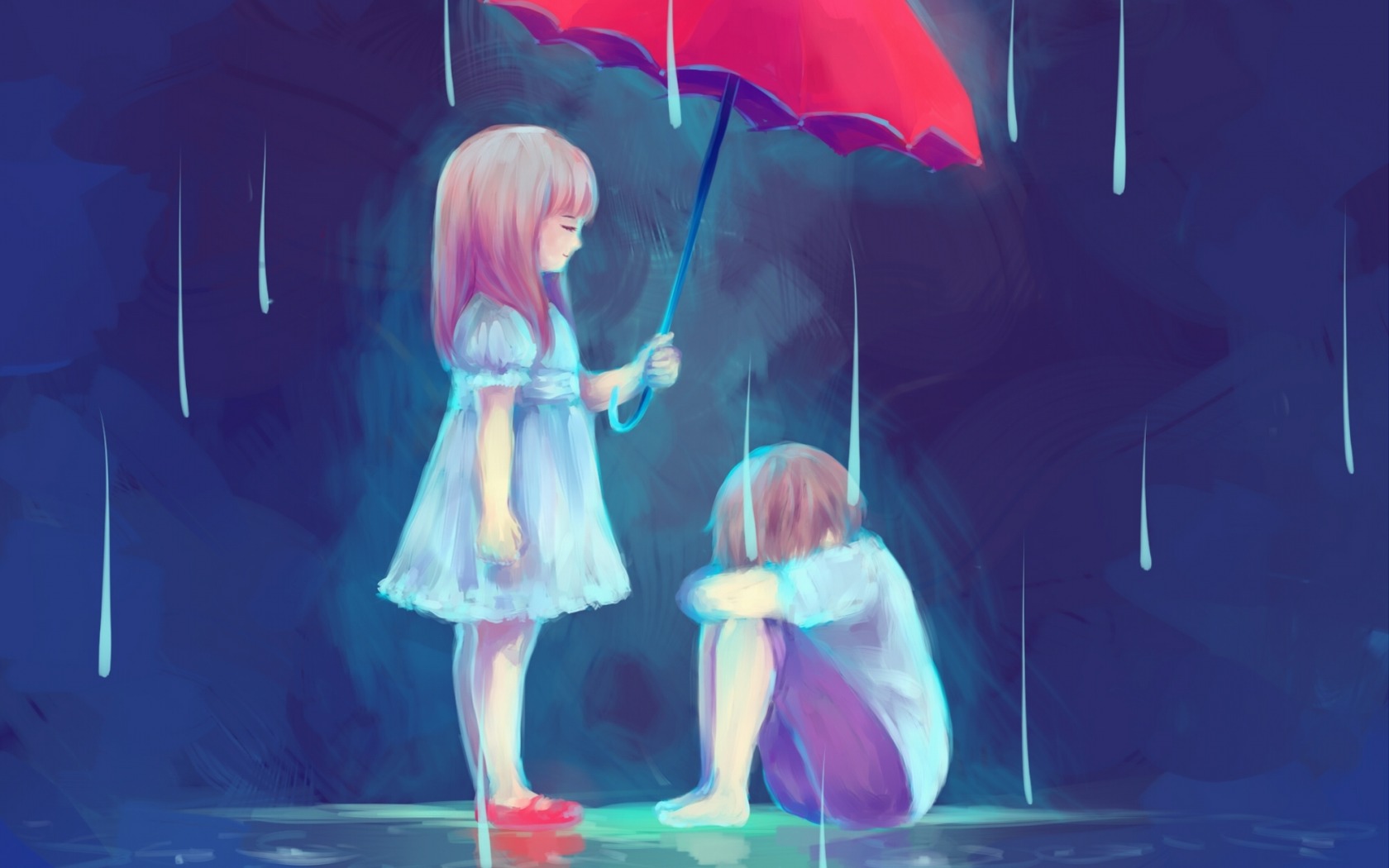 colors, umbrella, love, rain, artistic, sad HD wallpaper