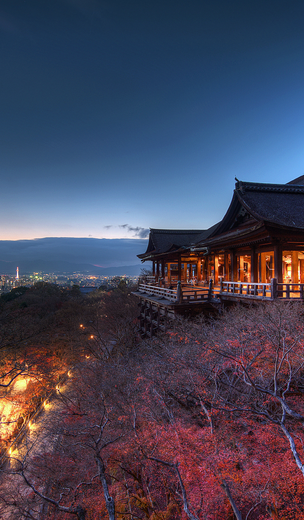 japan, religious, kiyomizu dera, kyoto, night, temples lock screen backgrounds