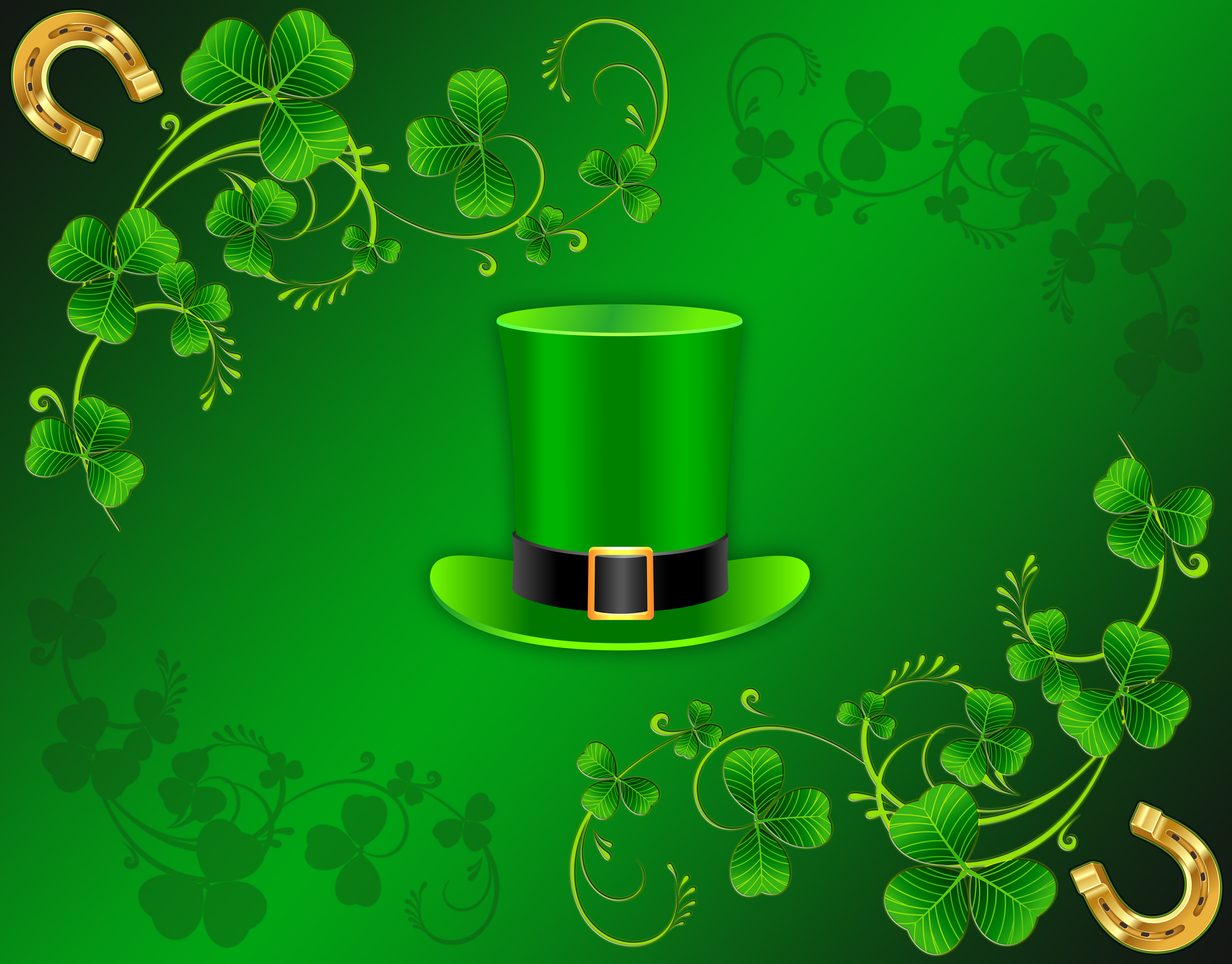 green, st patrick's day, holiday, clover, hat phone wallpaper