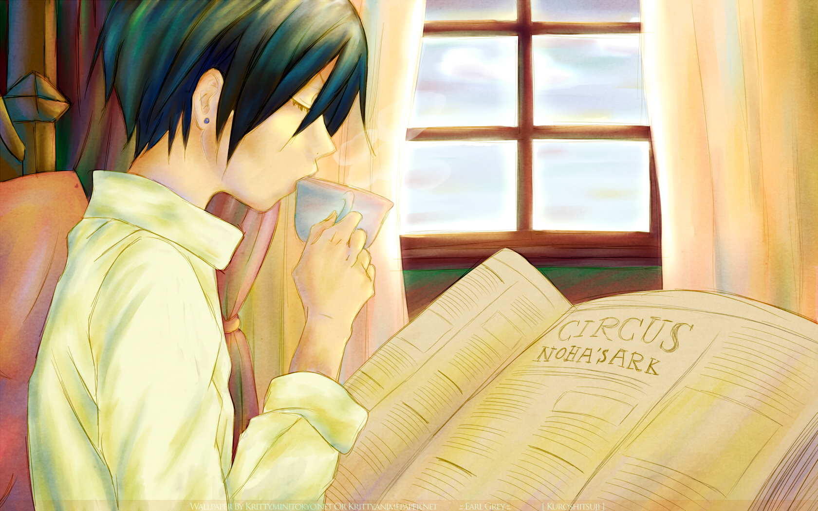 Download Anime Boy Dark In Library Wallpaper