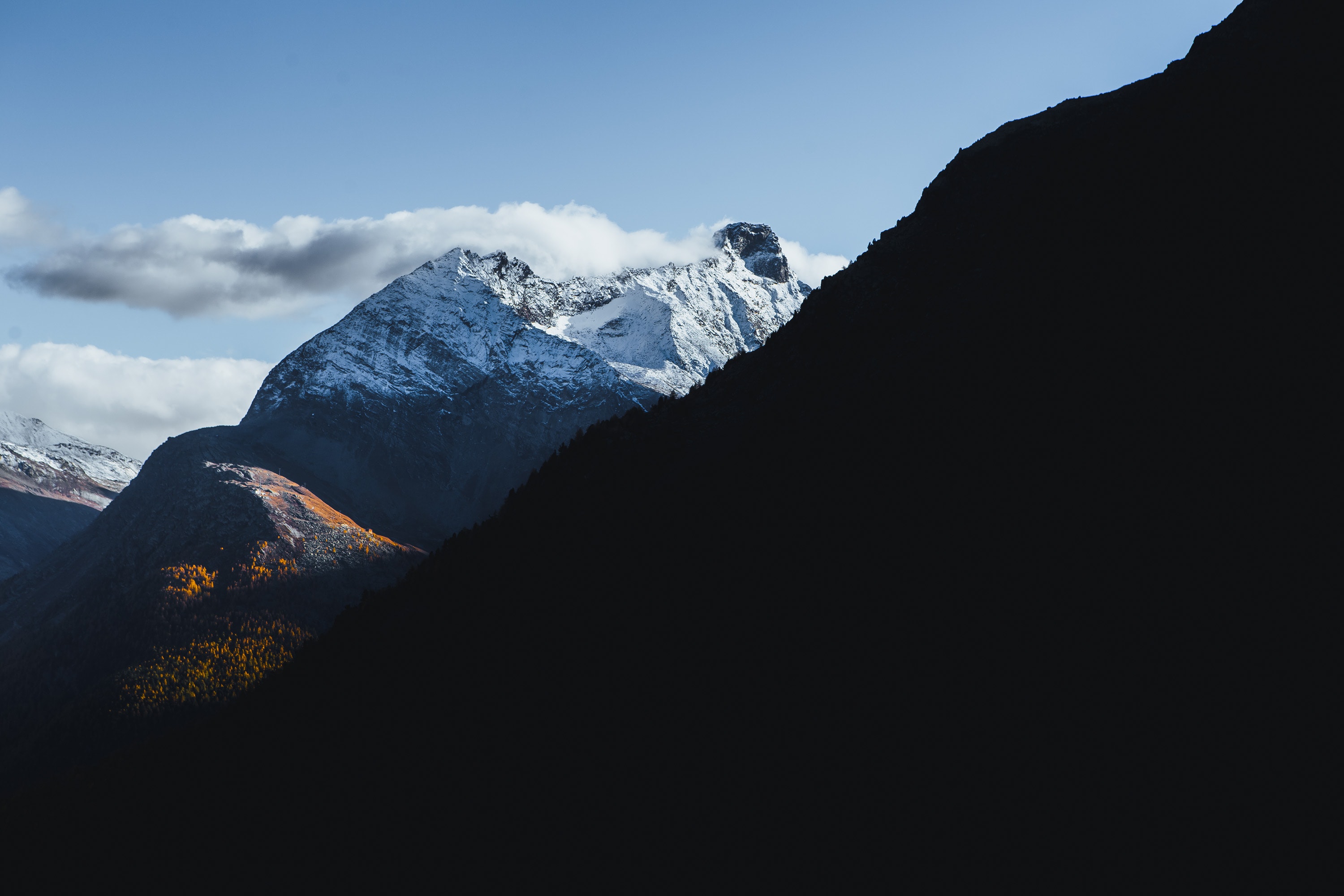 top, nature, mountain, vertex, snow covered, snowbound, shadows phone wallpaper
