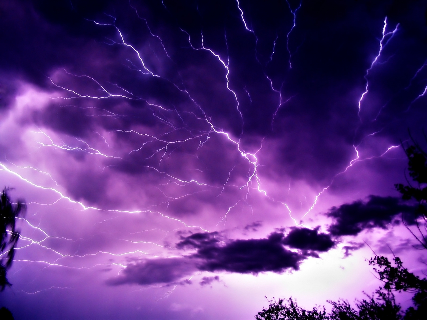 violet, lightning, landscape, sky