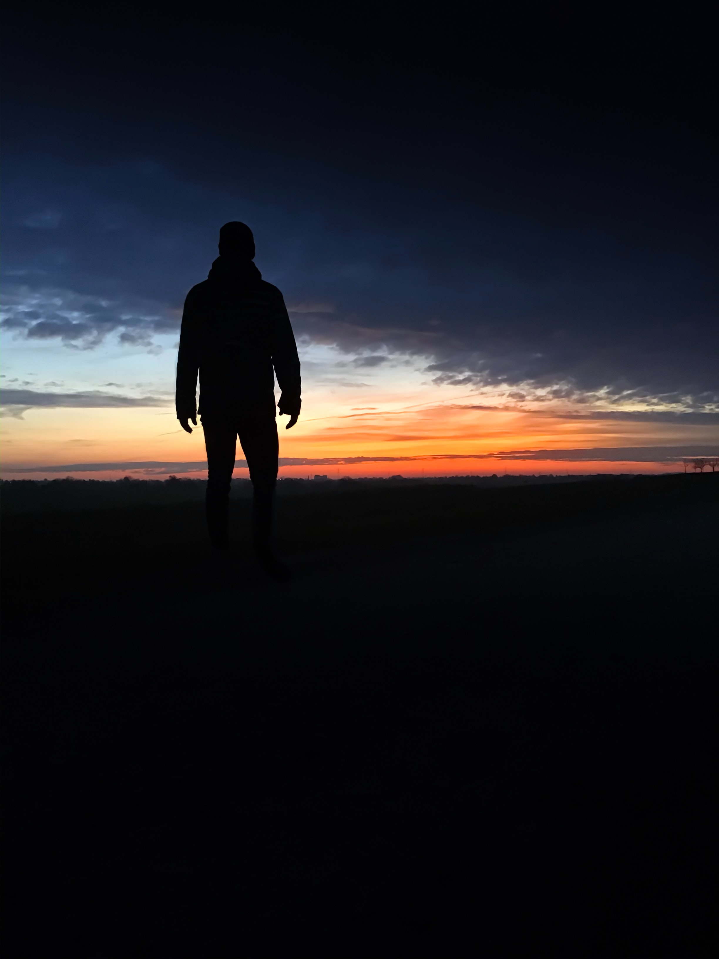 Download mobile wallpaper Human, Silhouette, Sunset, Person, Lonely, Loneliness, Alone, Dark for free.