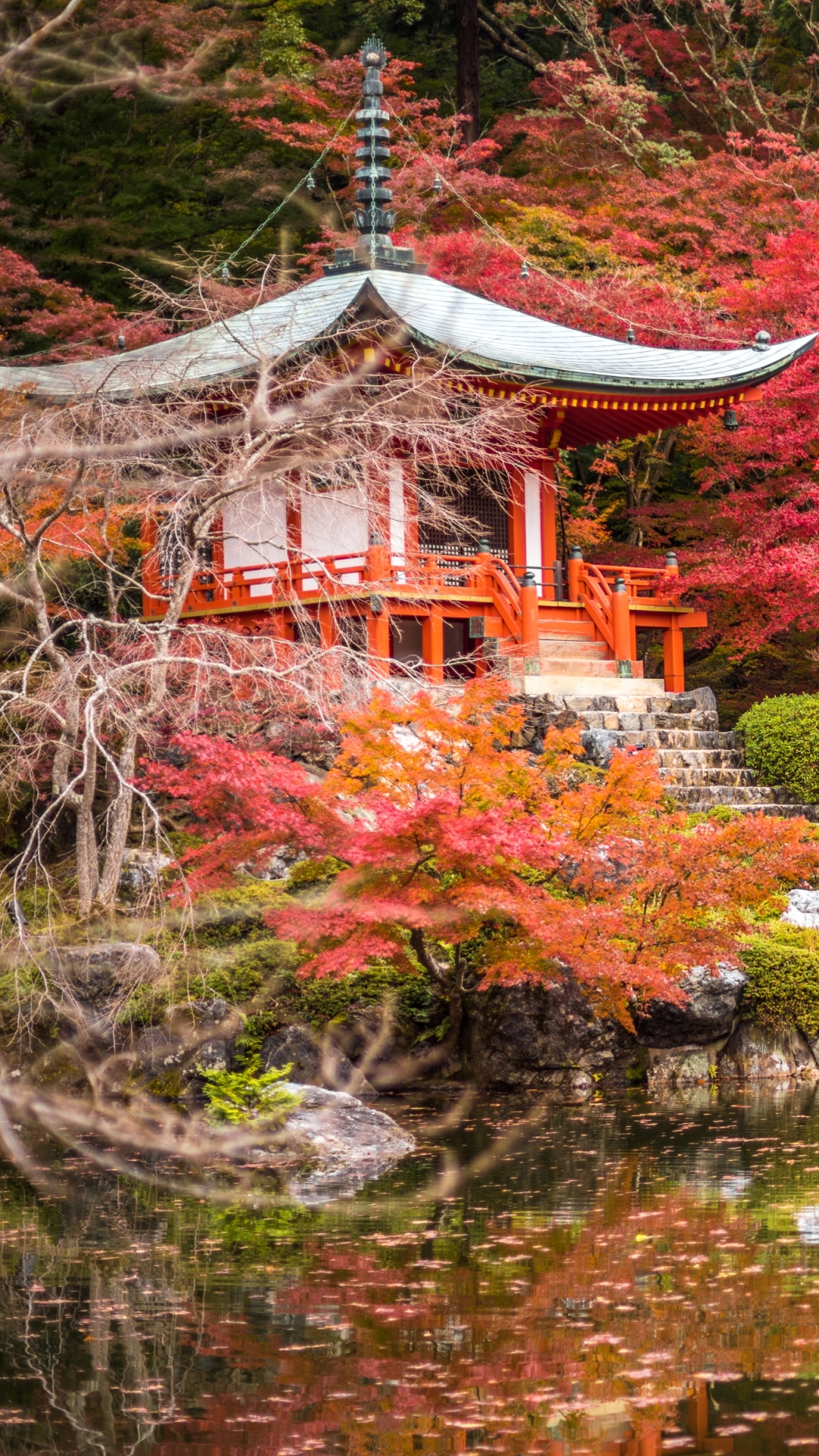 wallpapers japanese garden, religious, daigo ji, nature, kyoto, pond, shrine, tree, pagoda, park, japan, temples