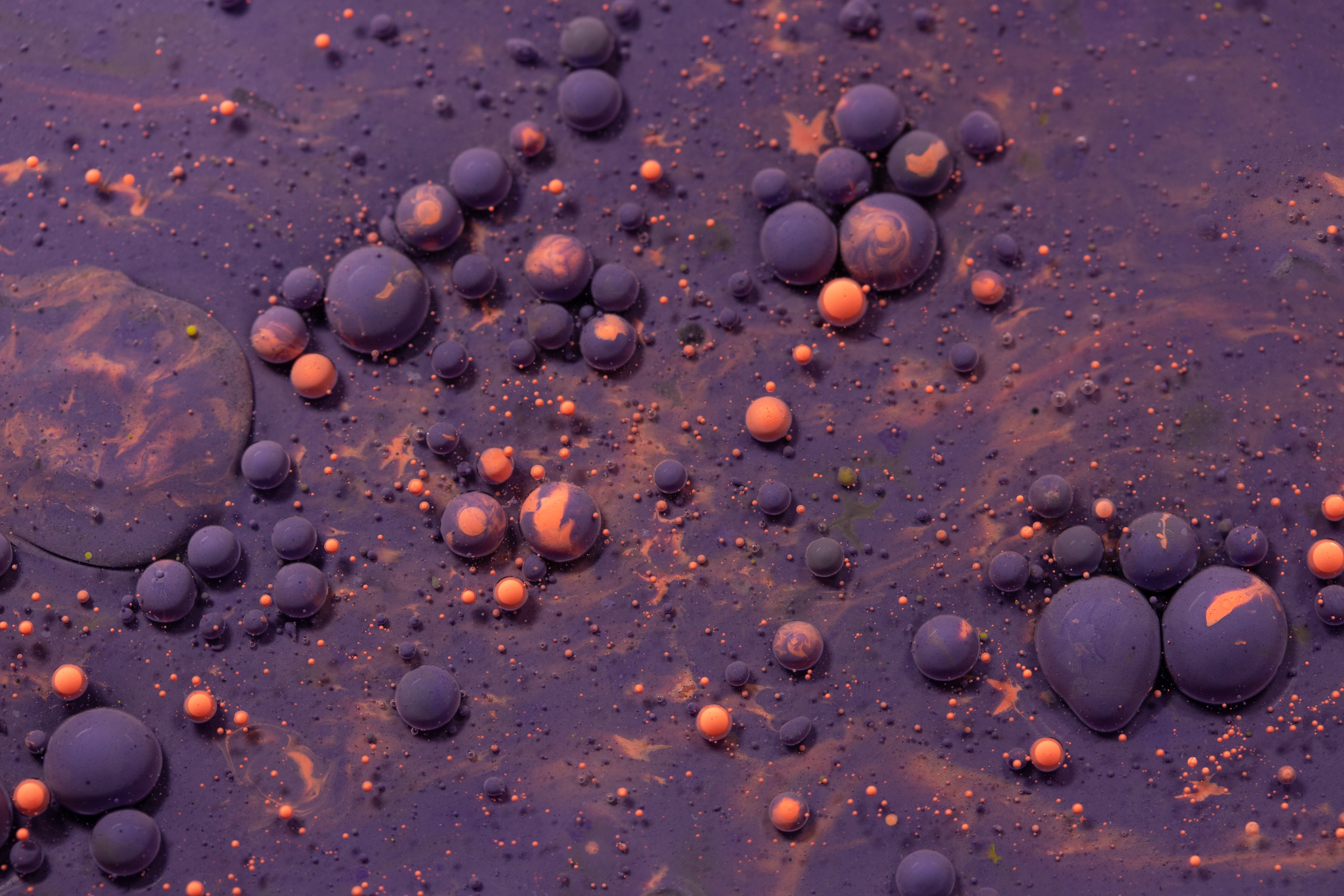 Download mobile wallpaper Ink, Violet, Abstract, Bubbles, Purple for free.