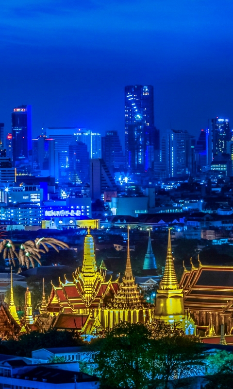 Skyscraper Bangkok Grand Palace With Lights In Thailand HD Travel Wallpapers  | HD Wallpapers | ID #56489