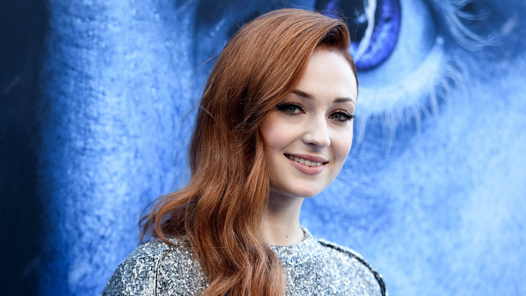 Sophie Turner, redhead, actress, blue eyes, women, HD phone wallpaper