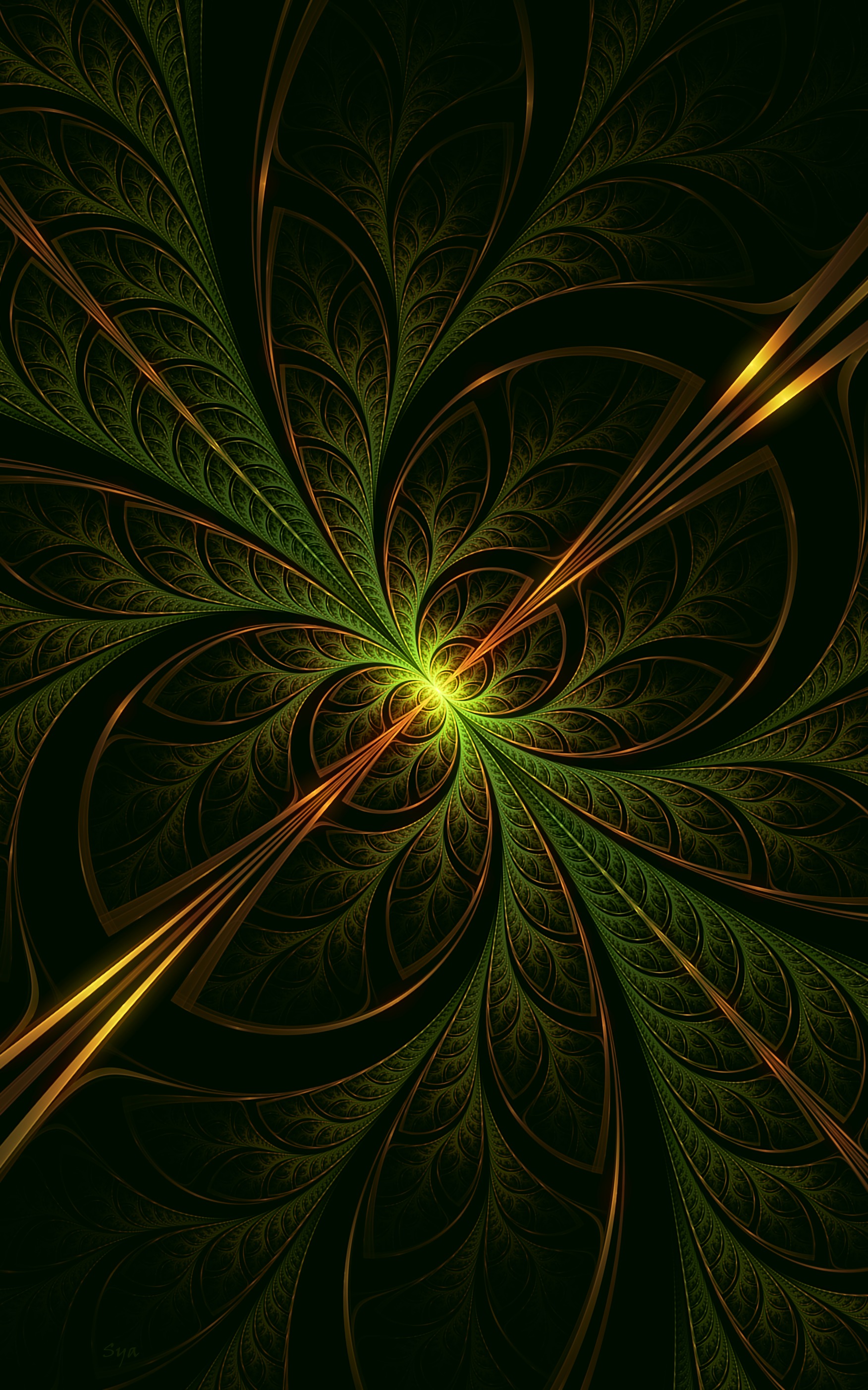 vertical wallpaper fractal, pattern, glow, abstract, confused, intricate