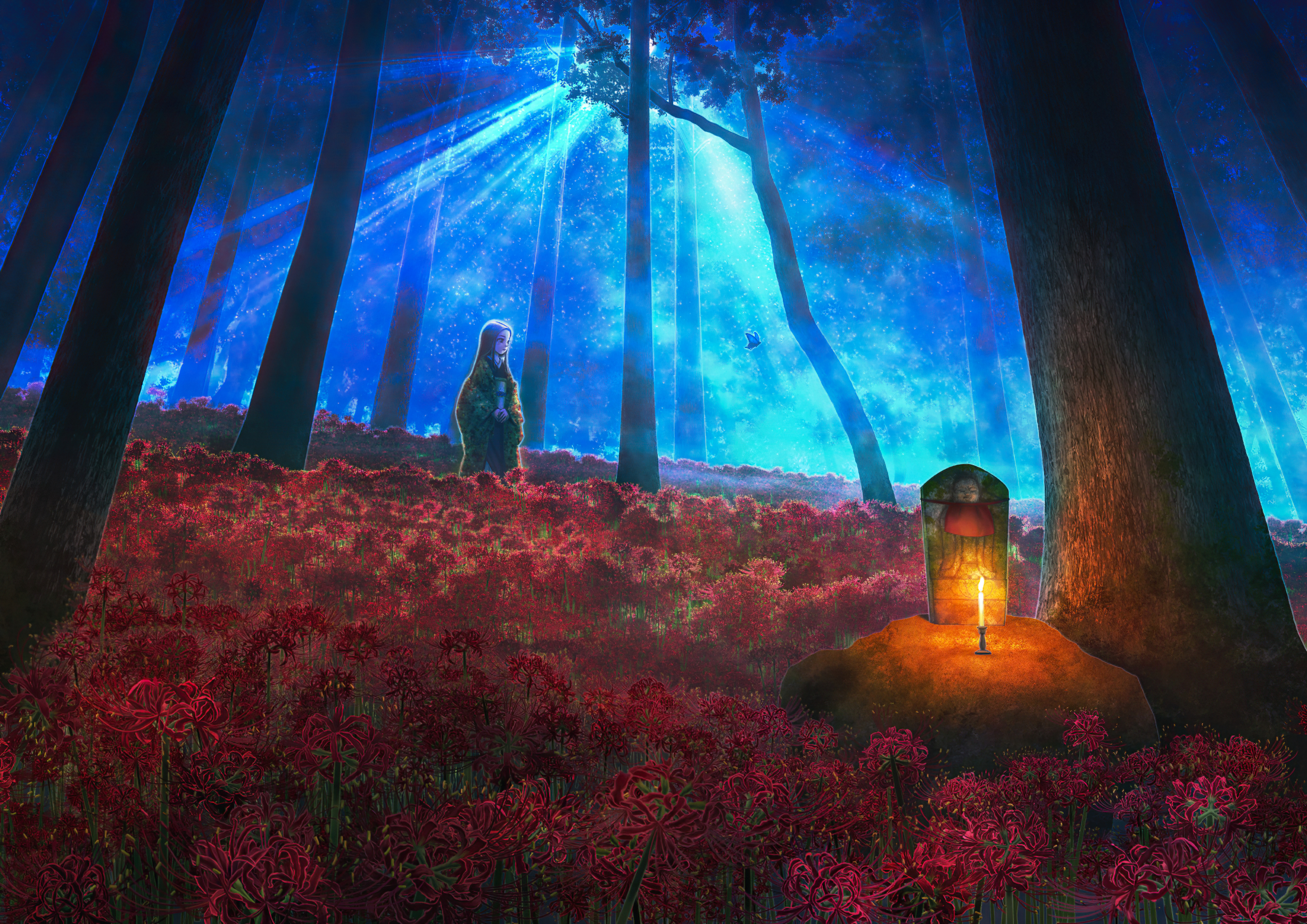 Fantasy Forest forest anime night HD wallpaper  Pxfuel