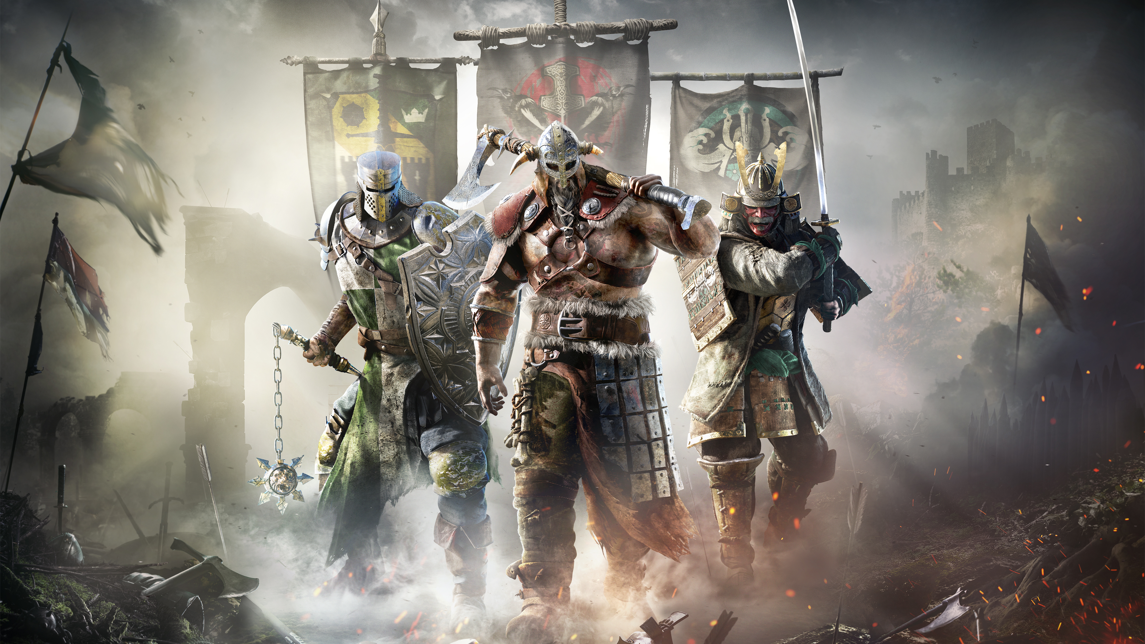 viking, video game, for honor, axe, banner, for honor (video game), katana, knight, samurai, warrior Full HD