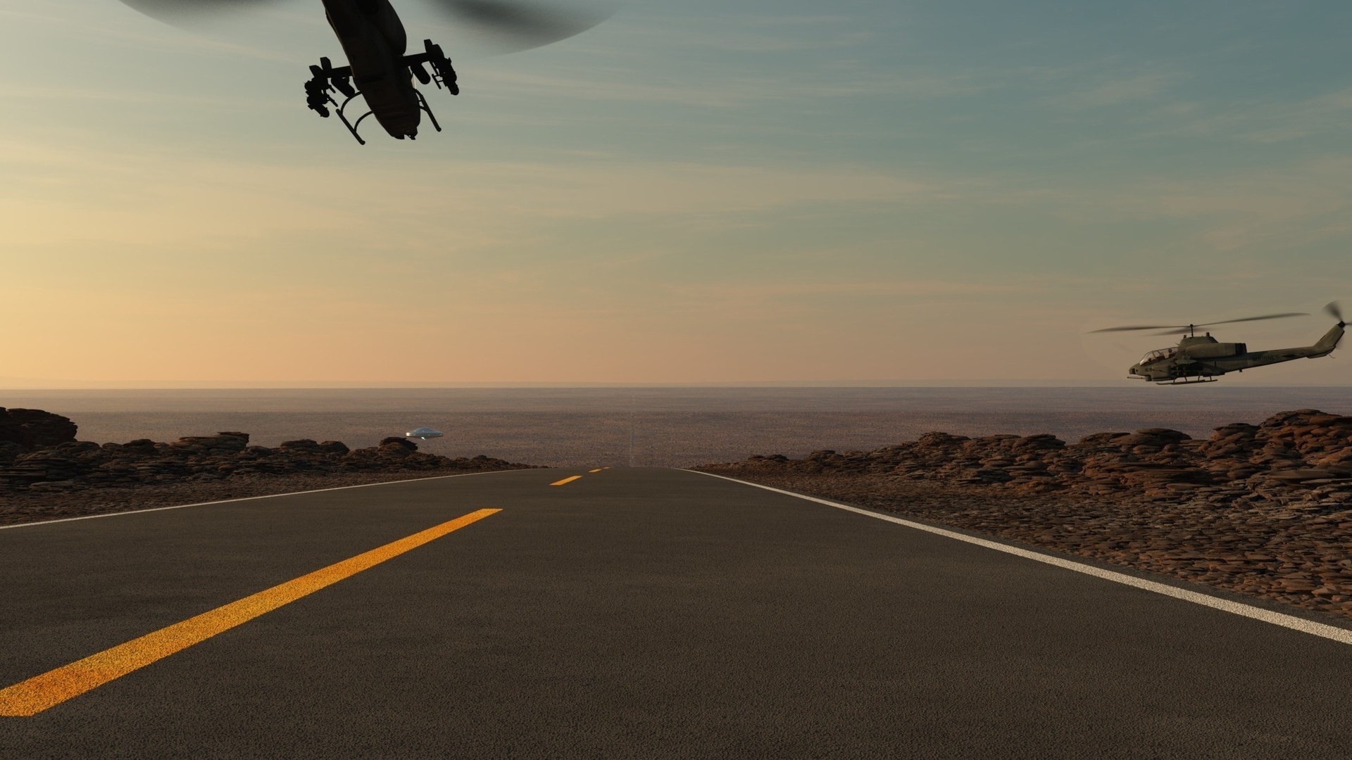 Download mobile wallpaper Desert, Sci Fi, Photography, Helicopter, Cgi, Manipulation for free.