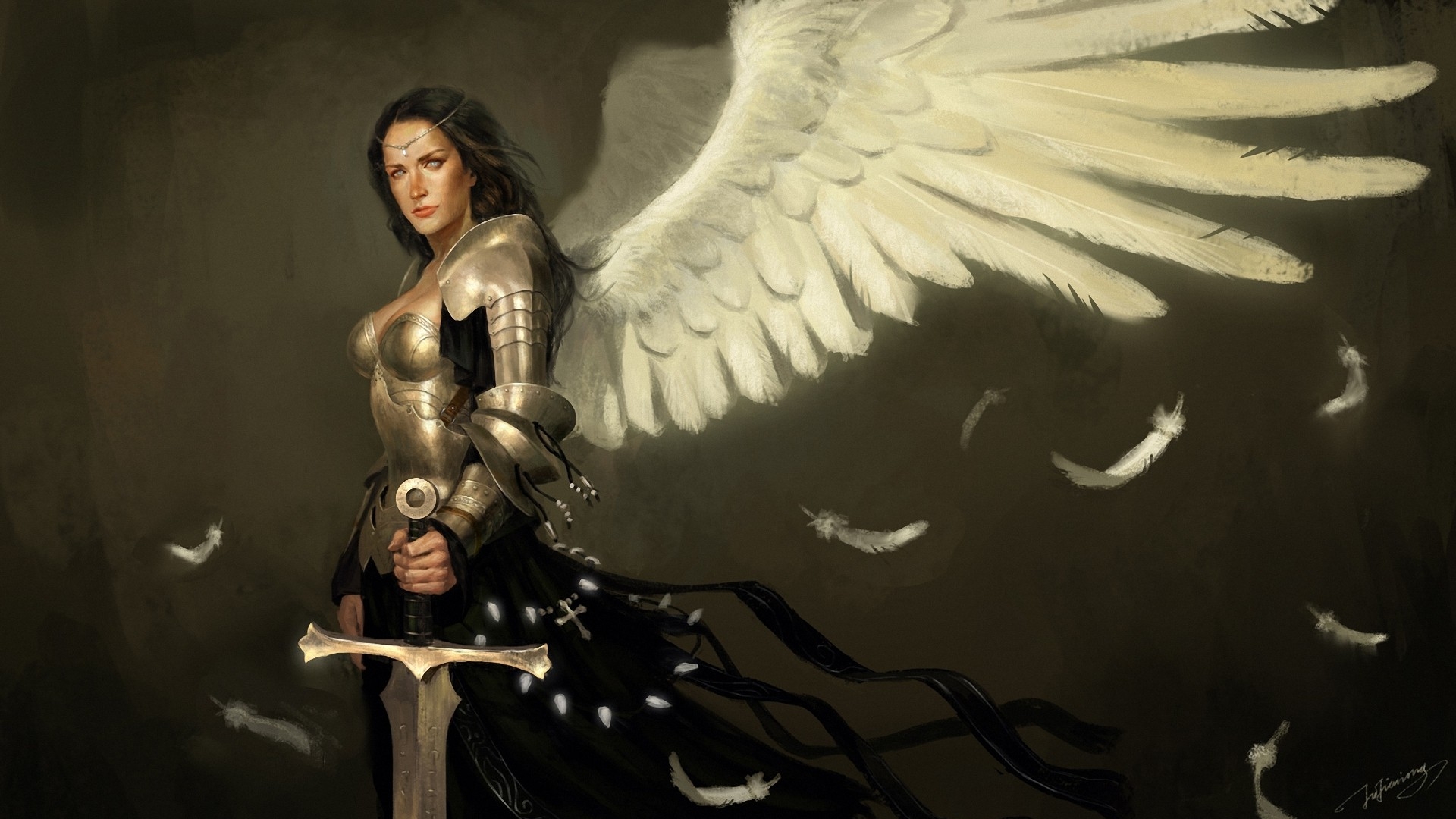Девушка ангел с мечом