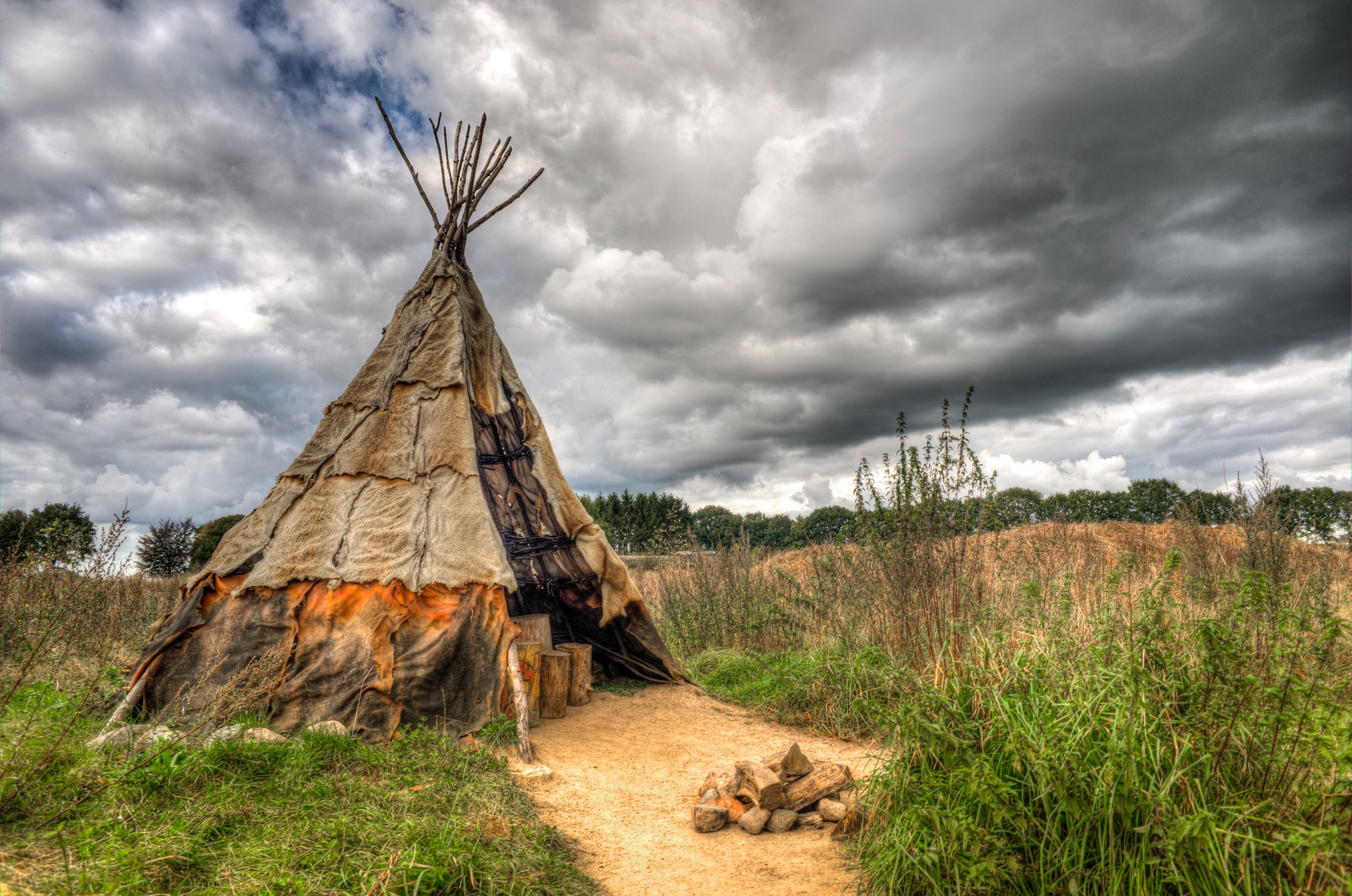 man made, tipi, cloud, hdr, native american, tent