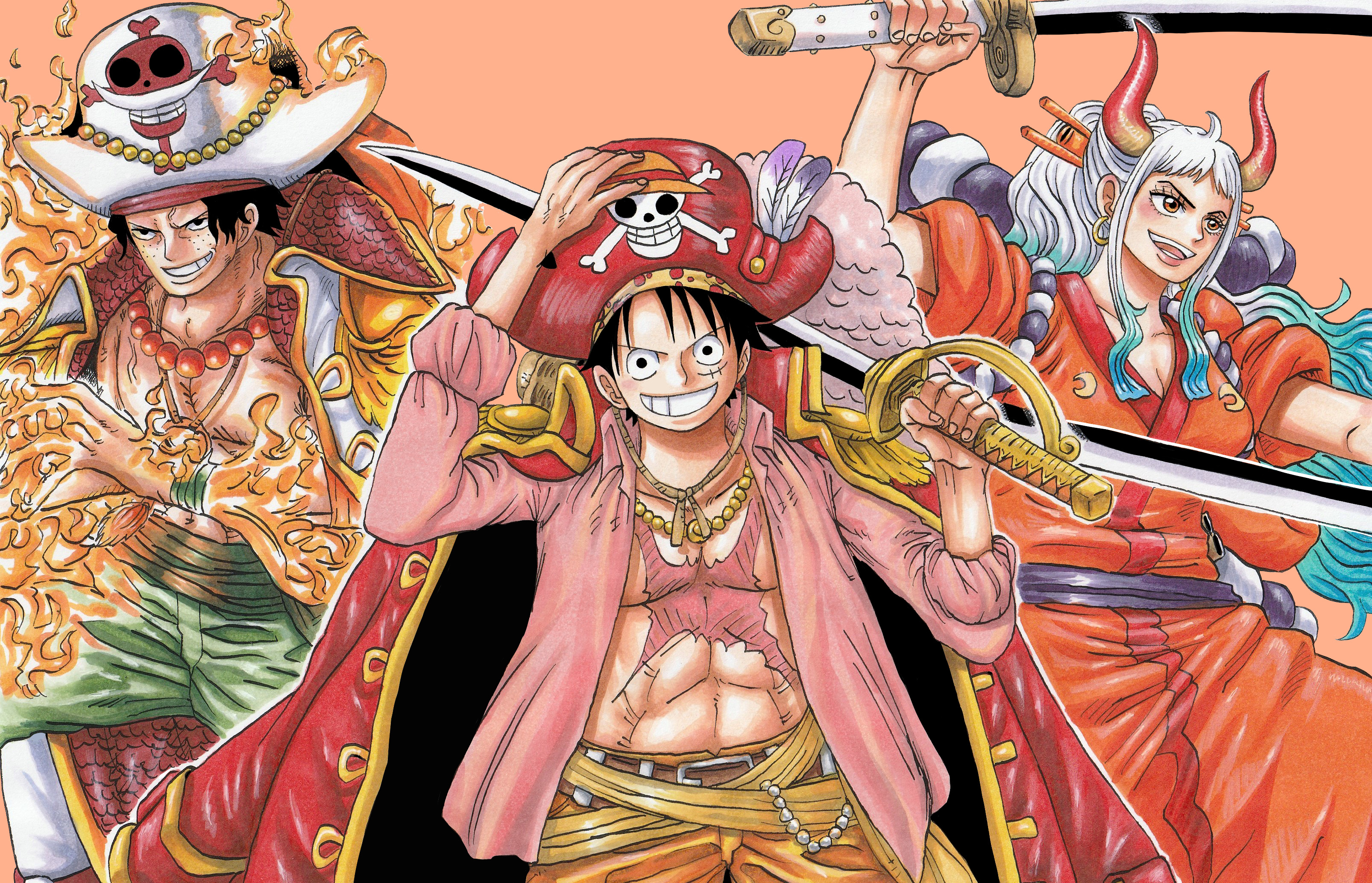 PC Wallpapers yamato (one piece), anime, one piece, monkey d luffy, one piece: two years later, portgas d ace